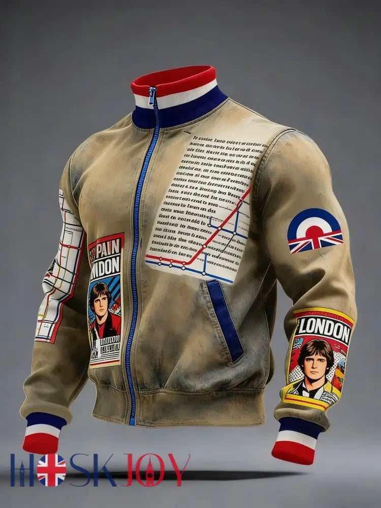 Men’s Air Mods Music Lover Printed Coat - Khaki / S