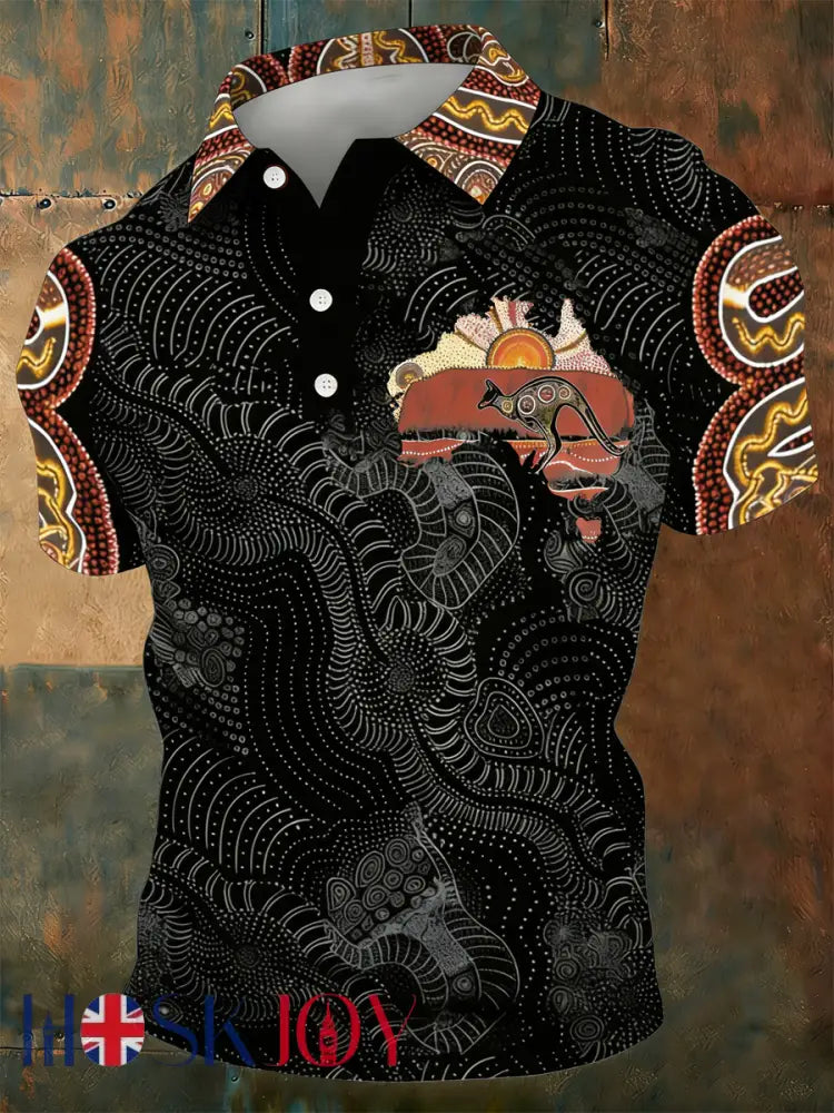 Men’s AU Aboriginal Culture Printed polo shirt - As picture / S