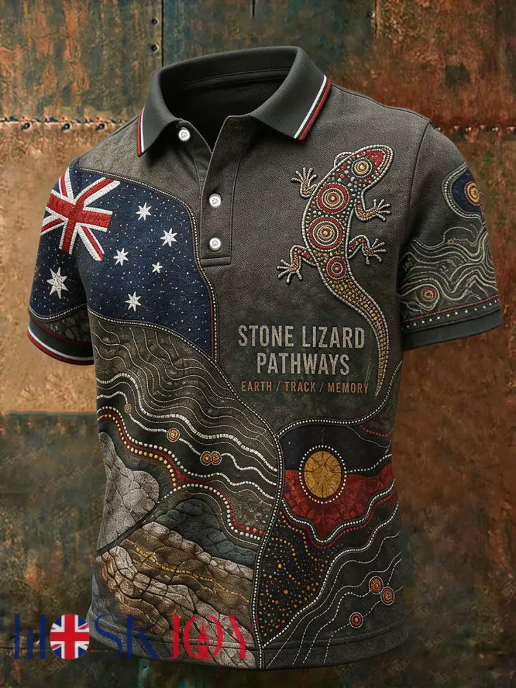 Men’s Australia Aboriginal Culture NAIDOC Week Printed Casual Tops - Army Green / S