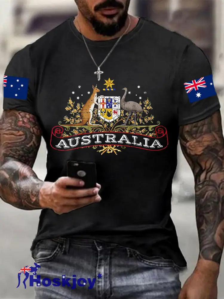 Men’s Australian Flag Short Sleeve T-Shirt Black / S
