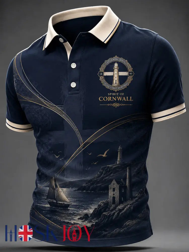 Men’s Cornish Celtic-style Print Casual Top - As picture / S
