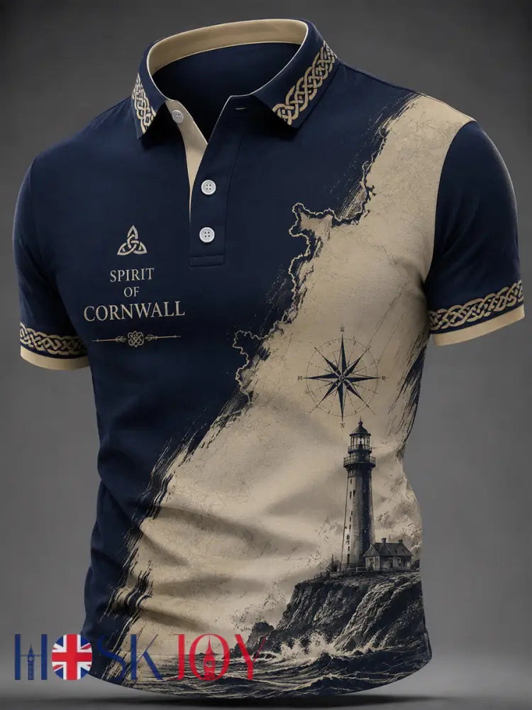 Men’s Cornish Celtic-style Print Casual Top - As picture / S