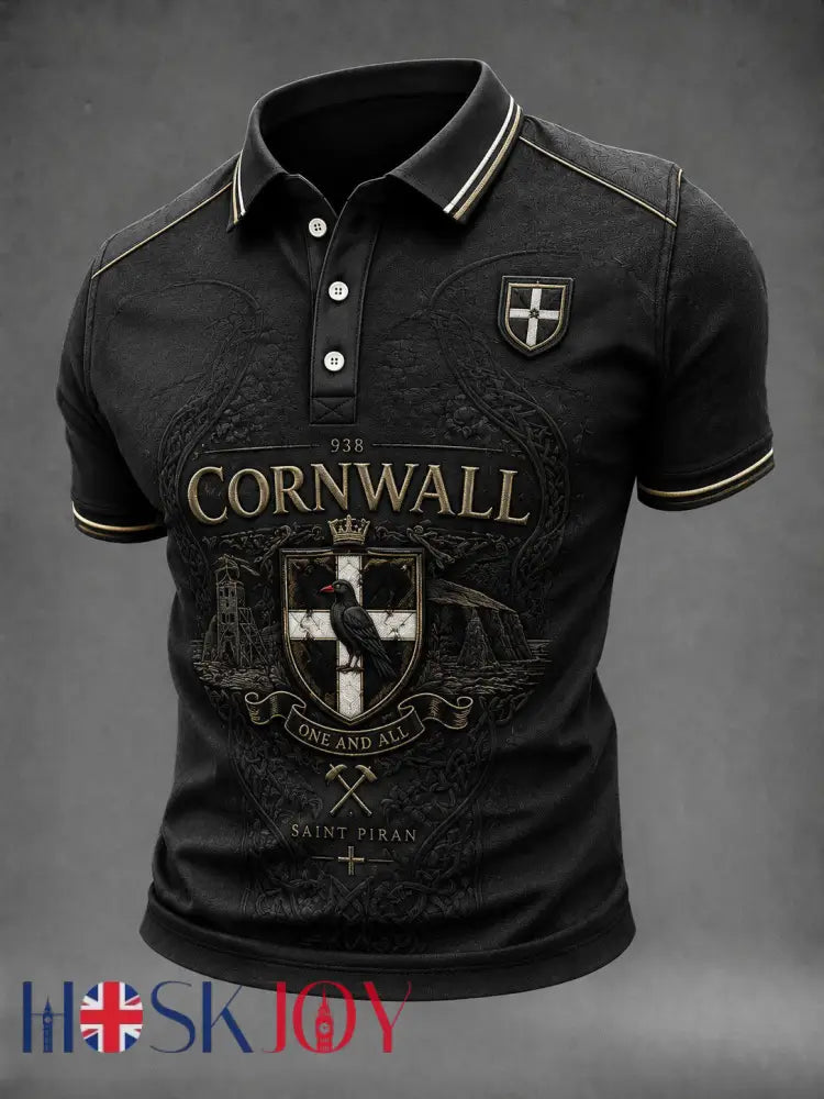 Men’s Cornwall United Kingdom Printed Shirt - Black / S
