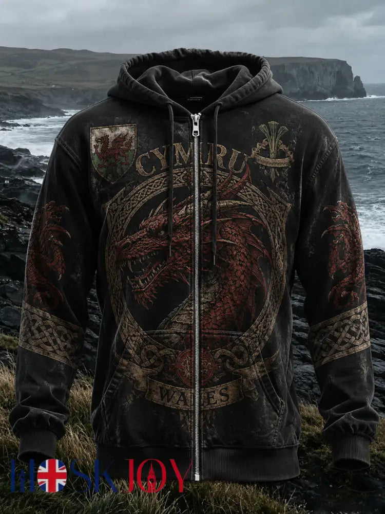 Men’s Crew-Neck Welsh-Themed Printed Hoodie From The UK - A / S
