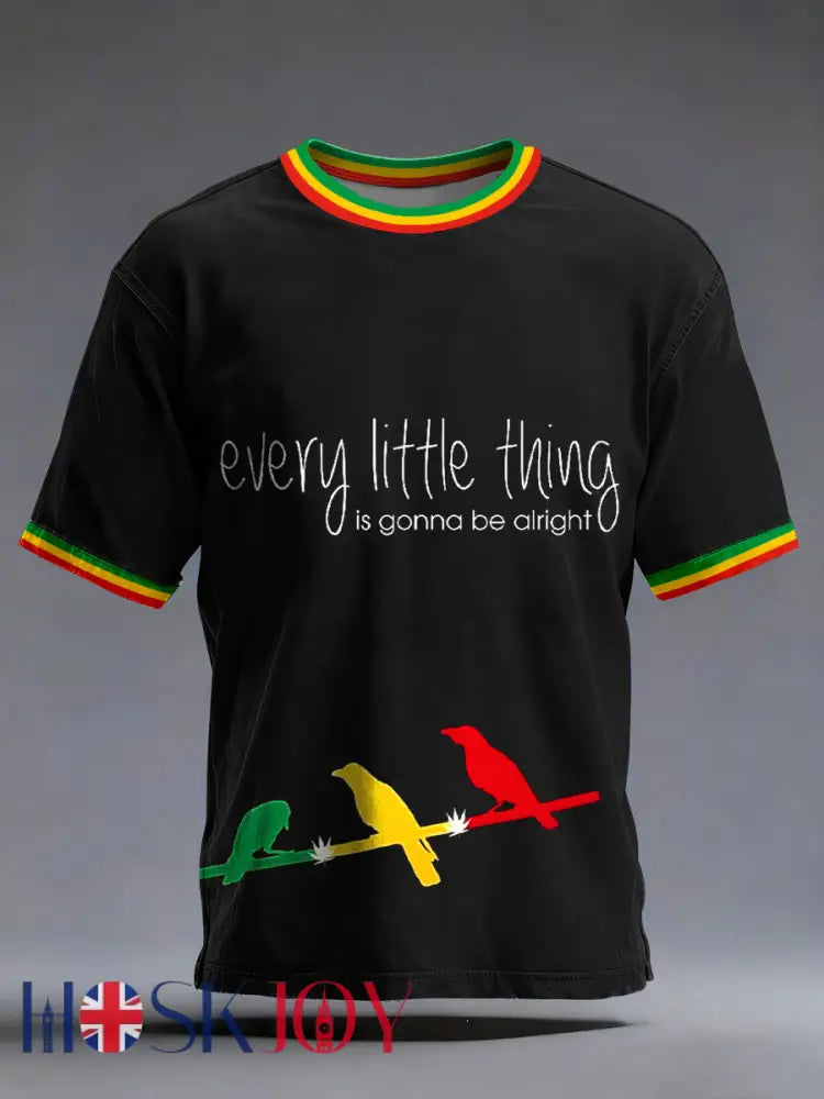 Men’s Every Little Thing Is Gonna Be Alright Print T-Shirt - Black / S