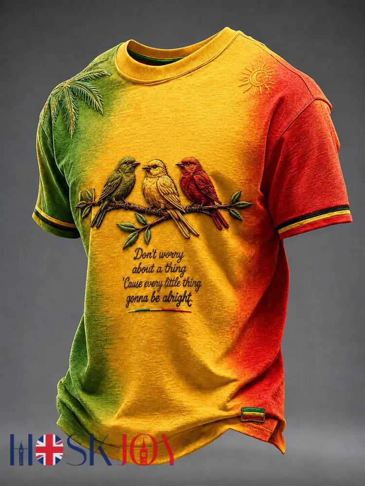 Men’s ’Every Little Thing Is Gonna Be Alright’ Printed Casual T-Shirt - As picture / S
