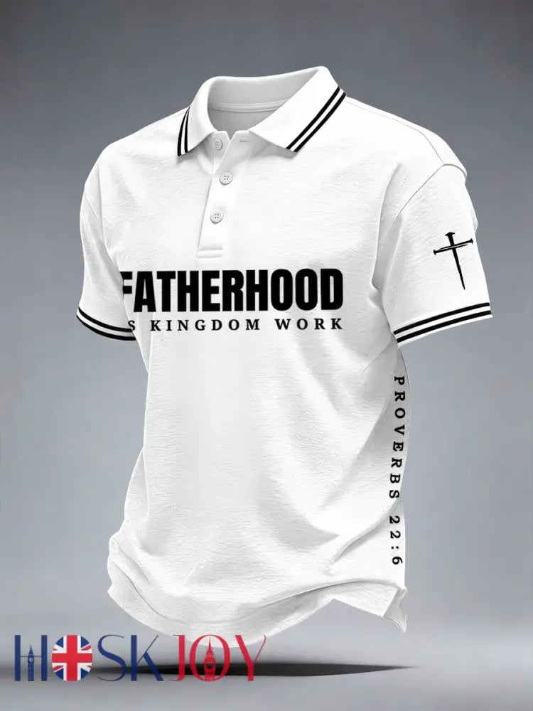 Men’s Fatherhood Is Kingdom Work Polo Shirt - White / S