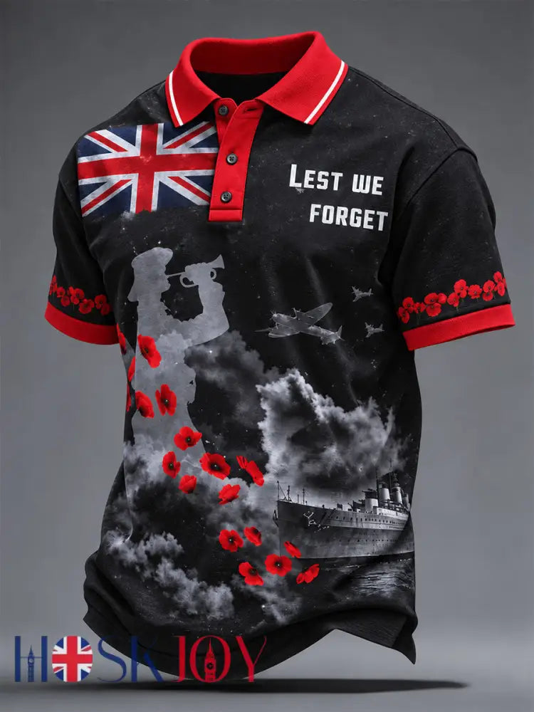 Men’s Lest We Forget Print Shirt - Black / S