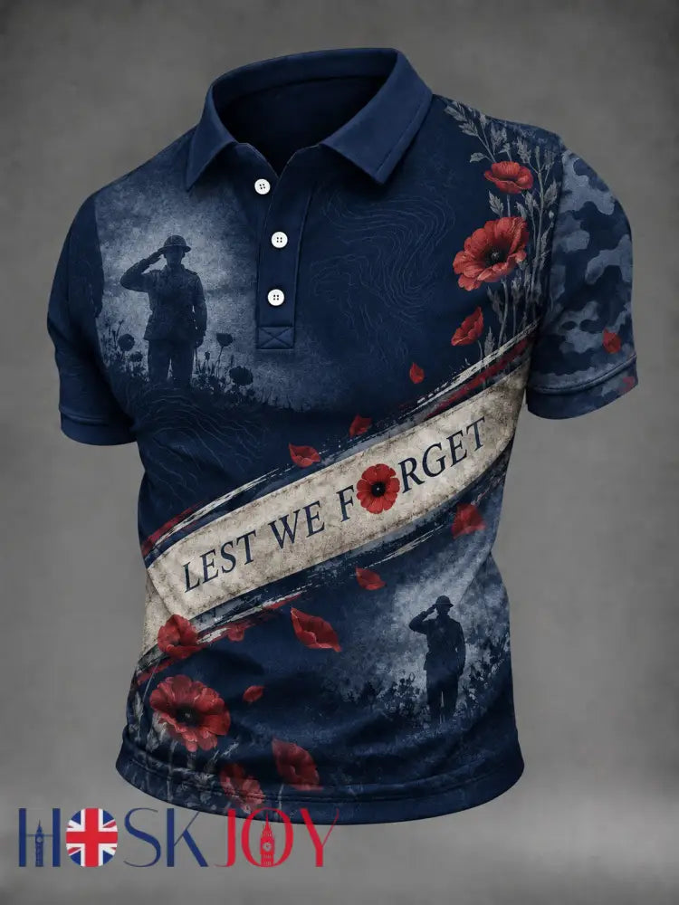 Men’s Lest We Forget Printed Shirt - Navy Blue / S