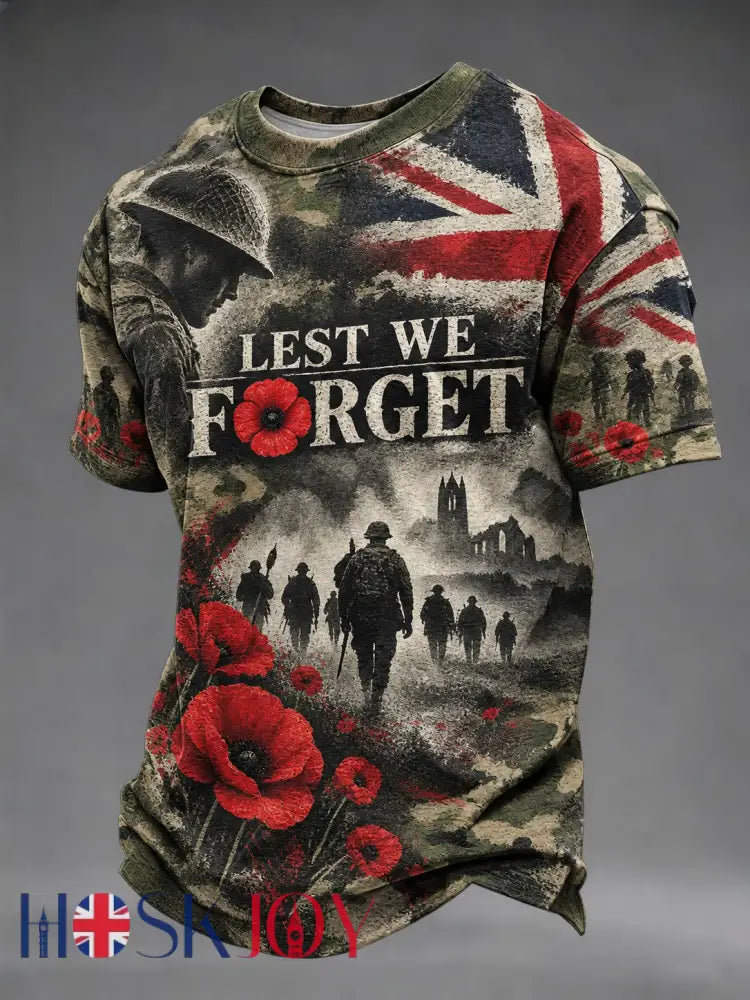 Men’s Lest We Forget Printed T-shirt - As picture / S
