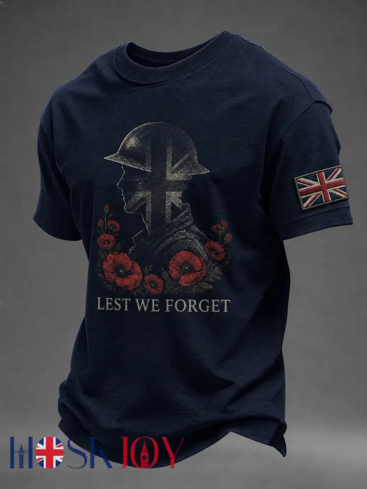 Men’s Lest We Forget Printed T-shirt - Navy Blue / S