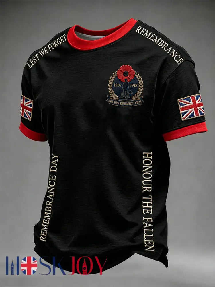 Men’s Lest We Forget Short Sleeves T-shirt - Black / S