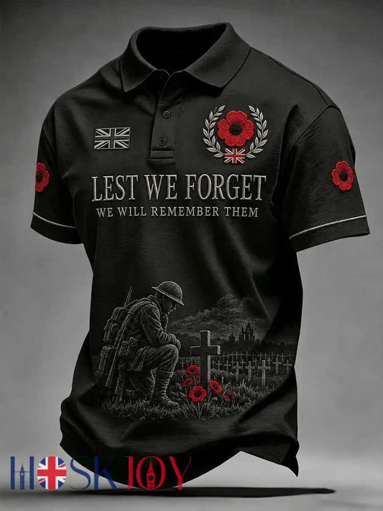Men’s Lest We Forget We Will Remember Them Print Shirt - Black / S