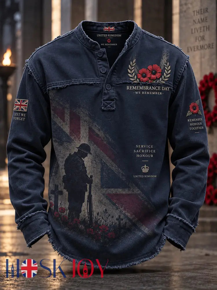 Men’s Long-Sleeve Top With Remembrance Day Themed Print - A / S
