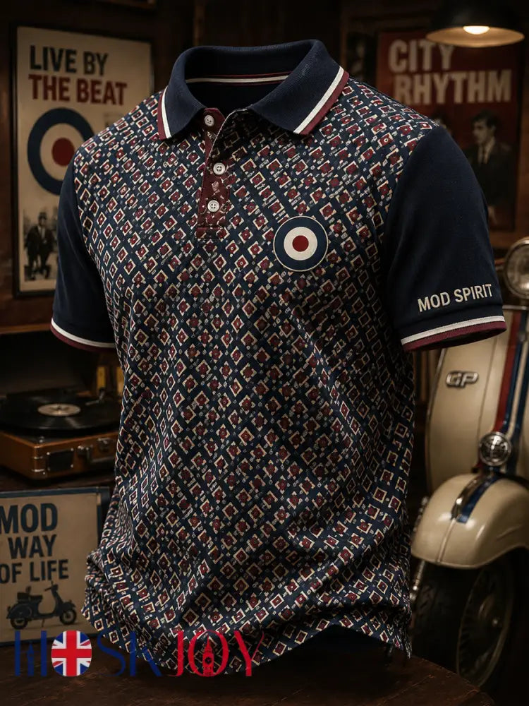 Men’s Mods Culture UK Music Lover Business Style Printed polo shirt - As picture / S