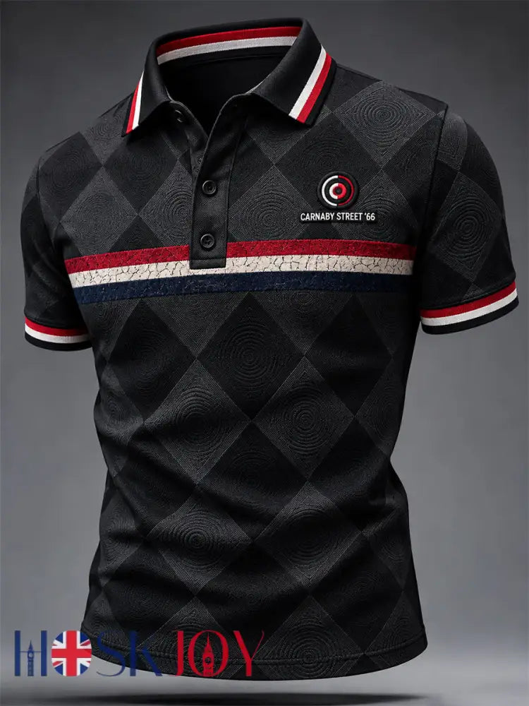 Men’s Mods Culture UK Music Lover Business Style Printed polo shirt - Black / S