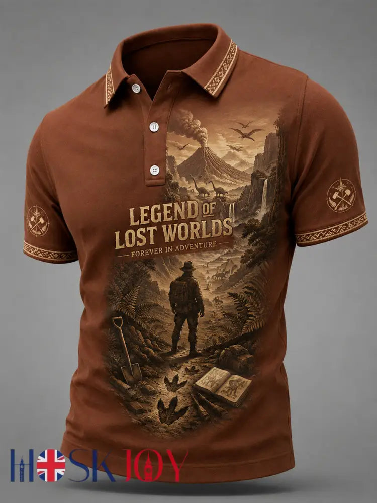 Men’s R.I.P Dinosaur Explorer Memorial Polo - Yellow Brown / S