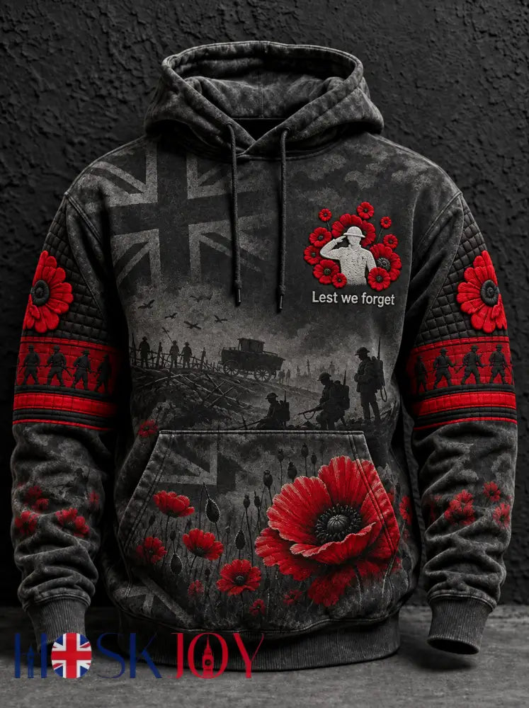 Men’s Remembrance Day Lest We Forget Hoodie - Black / S