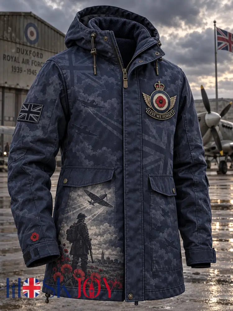 Men’s Remembrance Day Lest We Forget Long Coat - Navy Blue / S