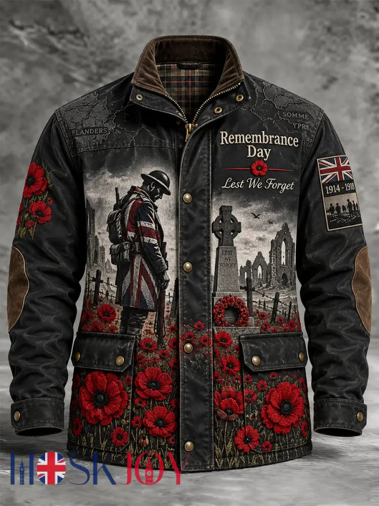 Men’s Remembrance Day Lest We Forget Long-Sleeve Jacket - Black / S