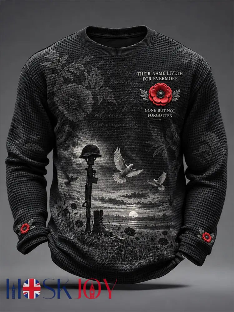 Men’s Remembrance Day Lest We Forget Long-Sleeve Waffle Top - Black / S
