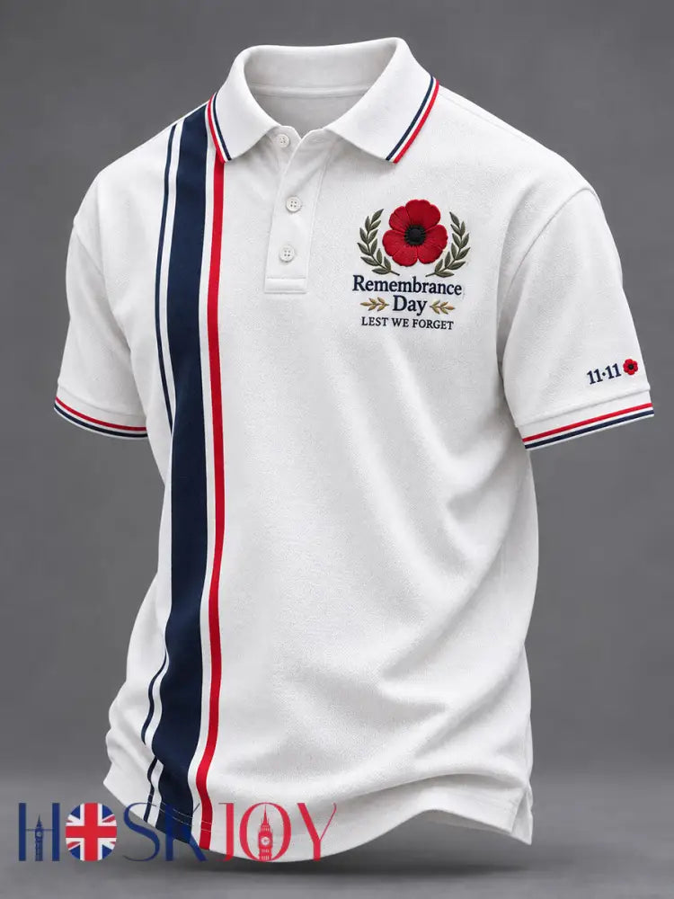 Men’s Remembrance Day Lest We Forget Print Shirt - White / S