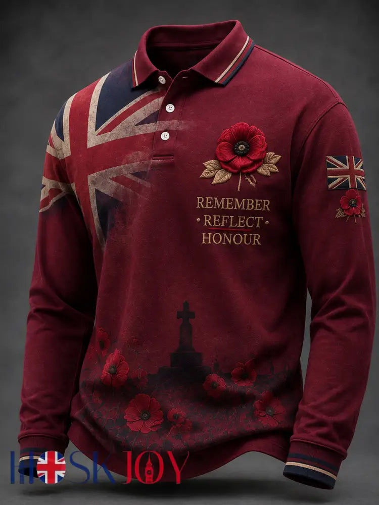 Men’s Remembrance Day Lest We Forget Printed Long Sleeves Shirt - As picture / S