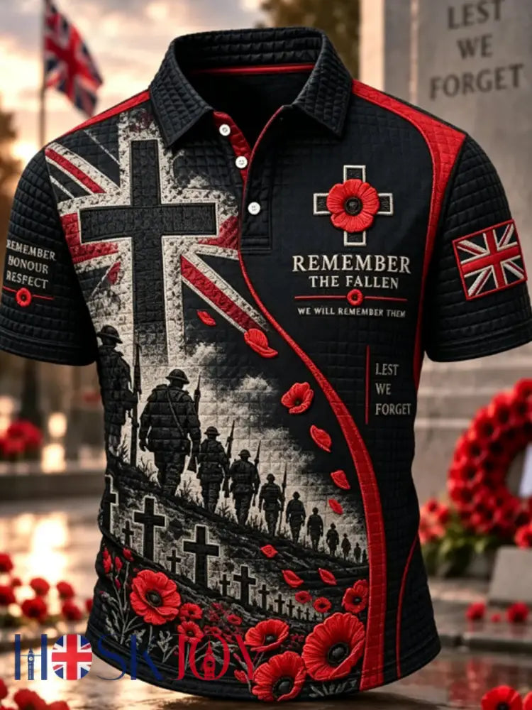 Men’s Remembrance Day Lest We Forget short sleeve shirt - Black / S