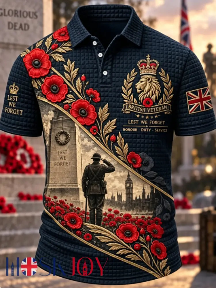 Men’s Remembrance Day Lest We Forget short sleeve shirt - Navy Blue / S