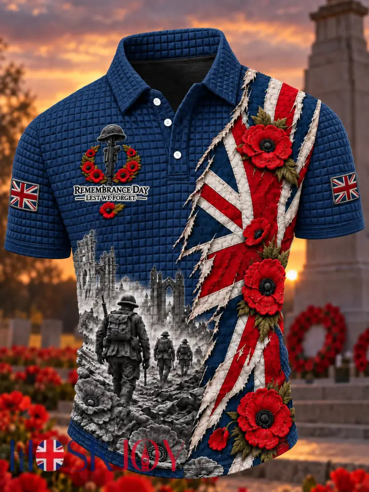 Men’s Remembrance Day Lest We Forget short sleeve shirt - Navy Blue / S