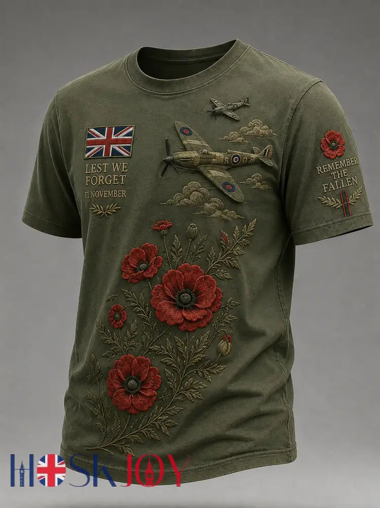 Men’s Remembrance Day Short Sleeve T-shirt - Dark Green / S