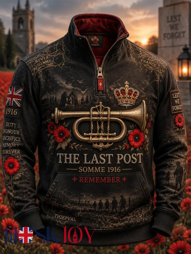 Men’s Remembrance Day THE SOMME 110 YEARS Print Half-Zip Sweatshirt - Black / S