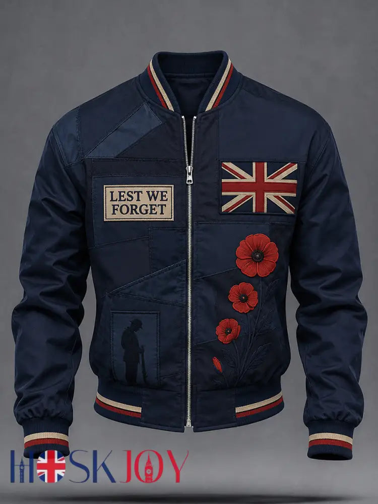 Men’s Remembrance Day UK Flag Printed Monkey Jacket - As picture / S