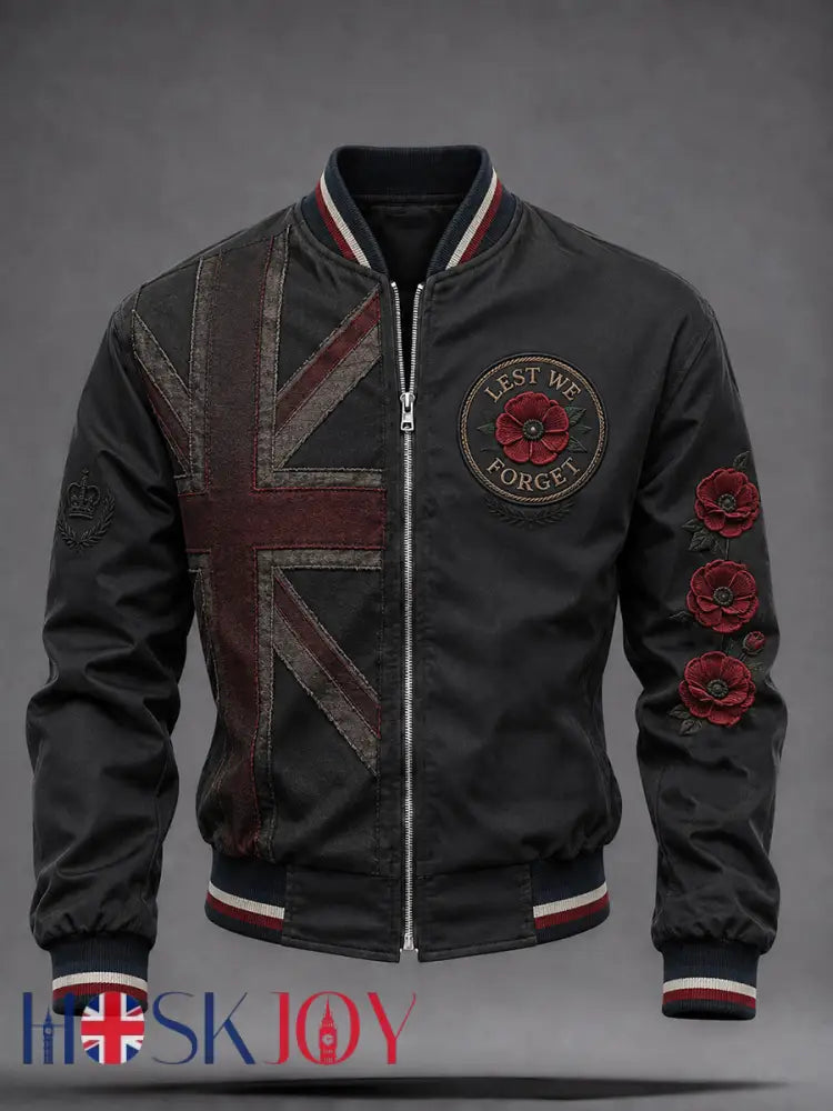 Men’s Remembrance Day UK Flag Printed Monkey Jacket - As picture / S
