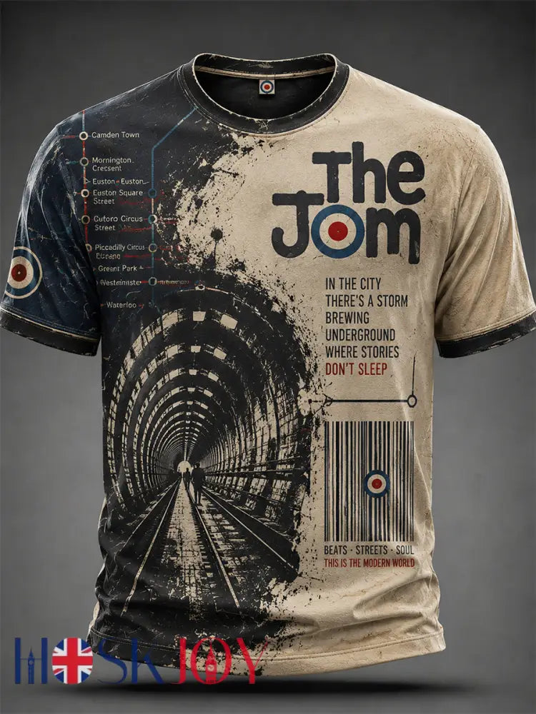 Men’s Retro Punk Music The Modfather Paul Weller Printed T-Shirt - Beige / S