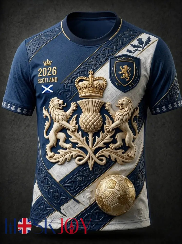 Men’s Retro UK Scotland Football Lover 2026 Print Casual Short-Sleeve T-Shirt - Blue / S