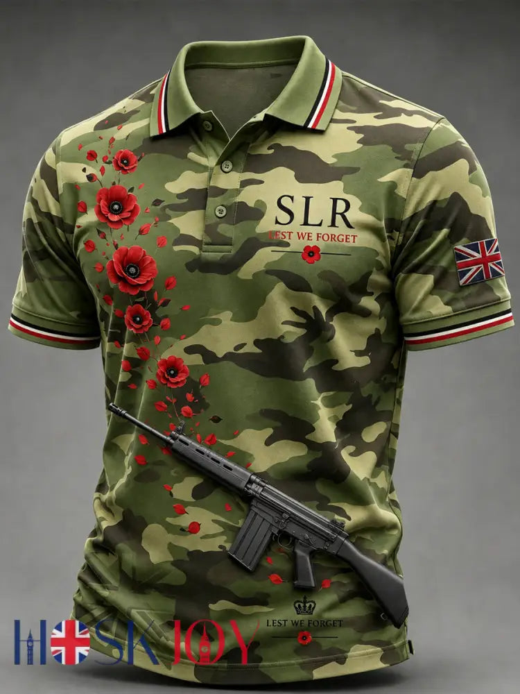 Men’s Retro Weapon Print Short-Sleeve Polo Shirt - A / S