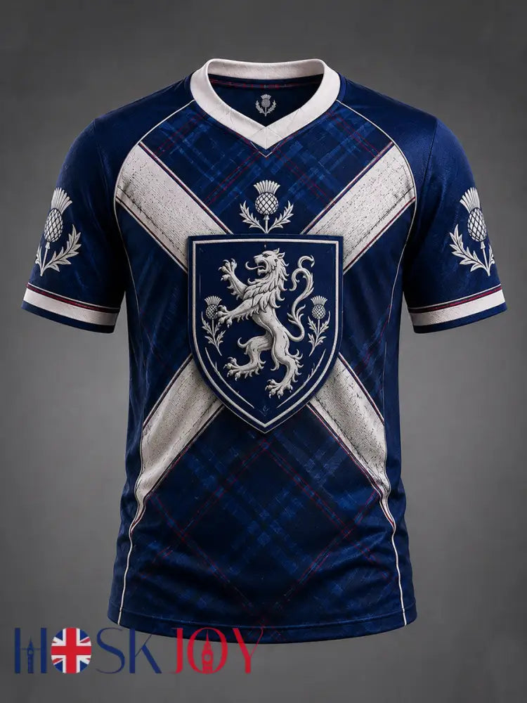 Men’s Scotland Art Printed Short Sleeve V-neck T-shirt - As picture / S