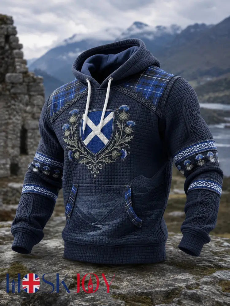 Men’s Scotland St. Andrew’s Day Printed Checkered Cotton Hoodie - As picture / S