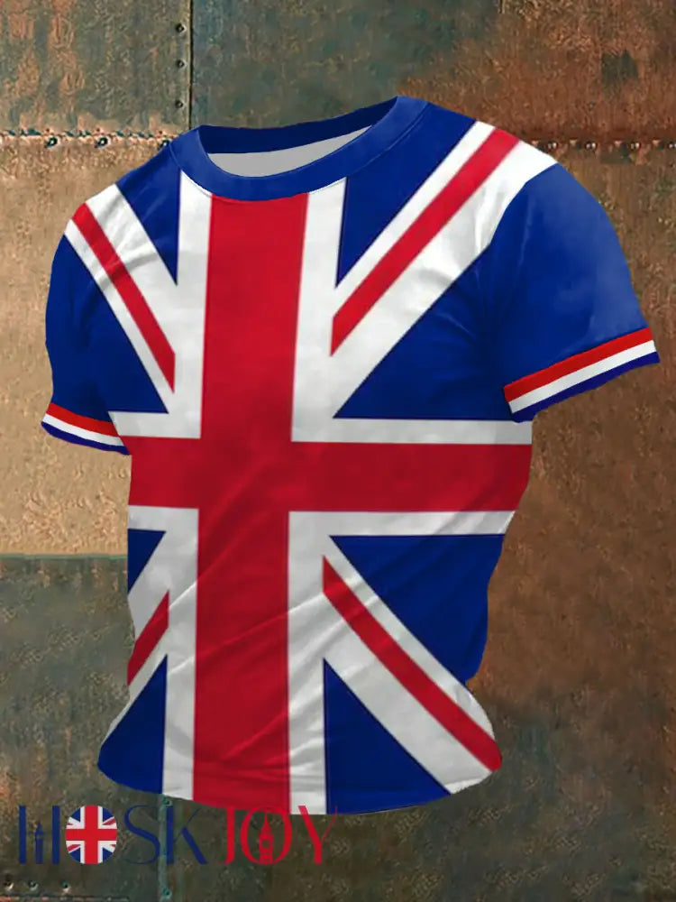 Men’s UK Flag Print Casual Tee - Blue / S