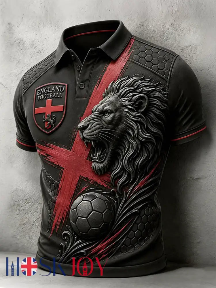 Men’s UK Football Lover England Printed polo shirt - Black / S