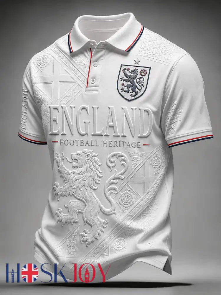 Men’s UK Football Lover England Printed polo shirt - White / S