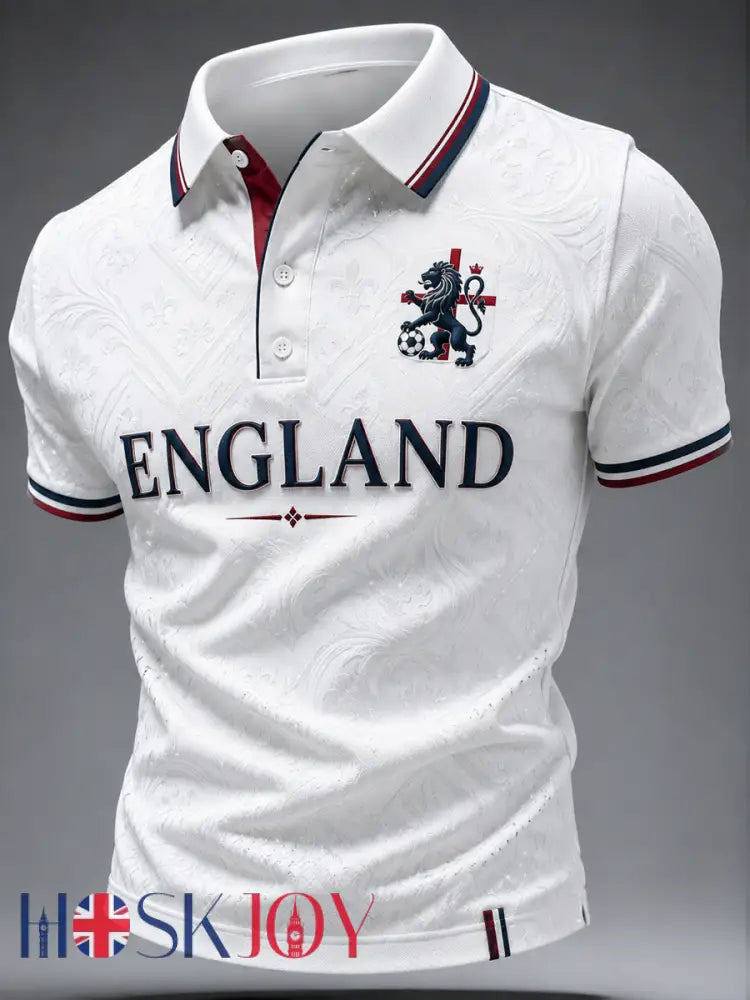 Men’s UK Football Lover England Printed polo shirt - White / S