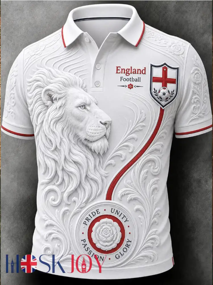 Men’s UK Football Lover England Printed polo shirt - White / S