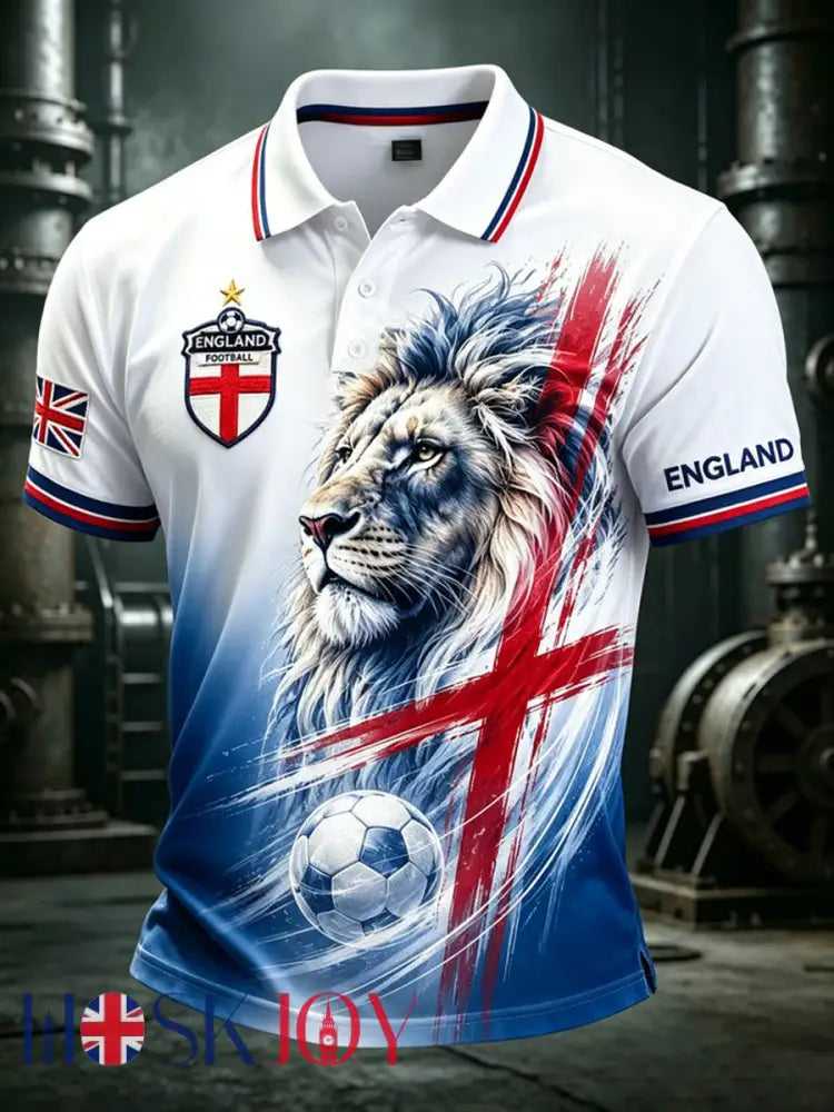 Men’s UK Football Lover England Printed polo shirt - White / S