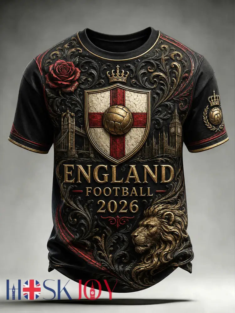 Men’s UK Football Lover England Printed short sleeves t-shirt - Black / S
