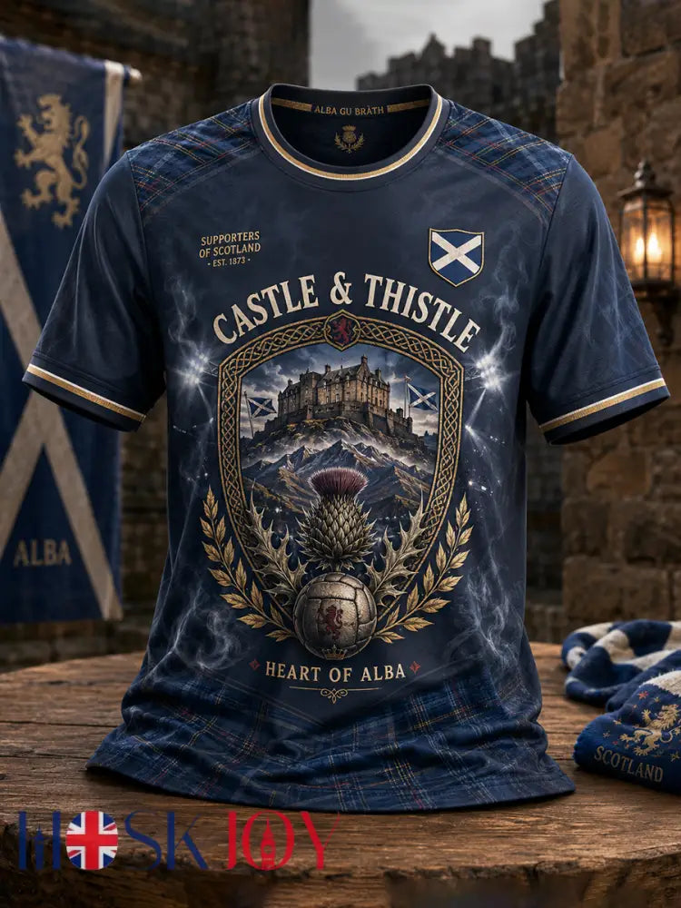 Men’s UK Football Lover Scotland Printed short sleeves t-shirt - Navy Blue / S
