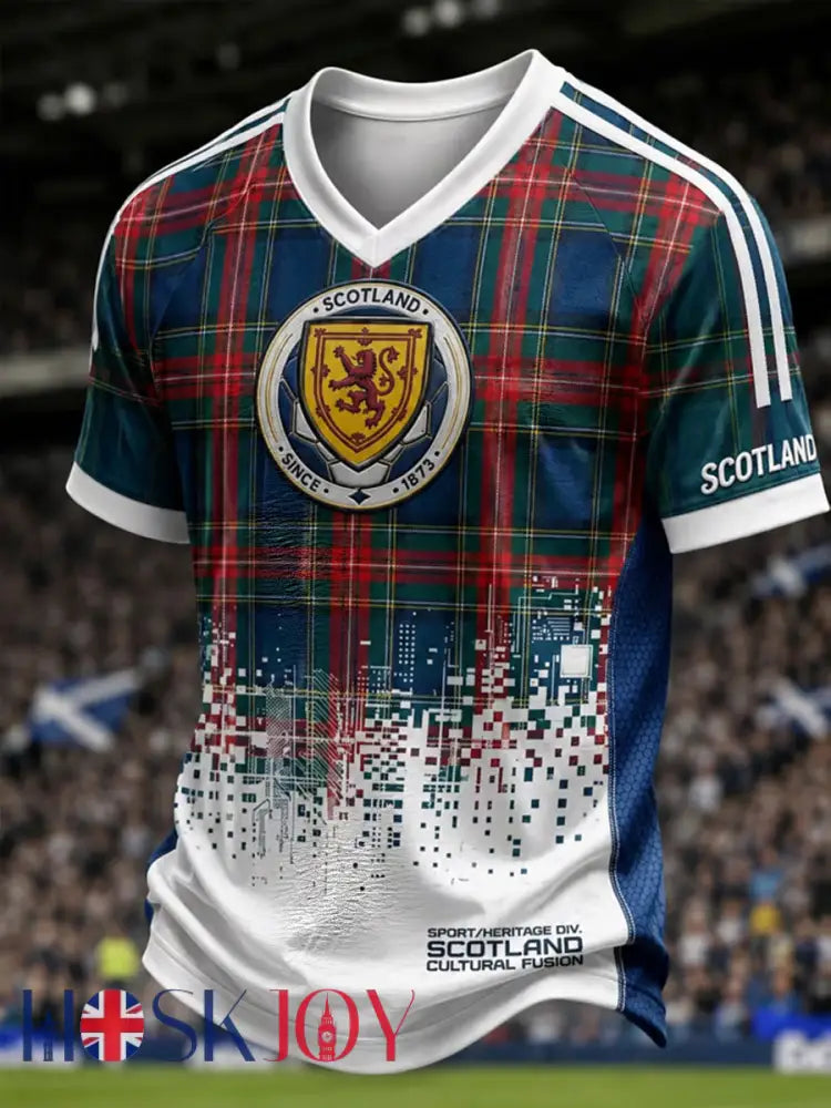 Men’s UK Football Lover Scotland Printed V-neck T-shirt - As picture / S