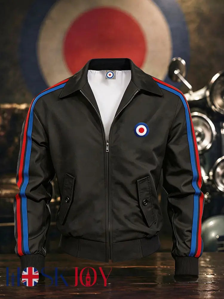 Men’s UK Mods Music Lover Printed Harrington Jacket - Black / S