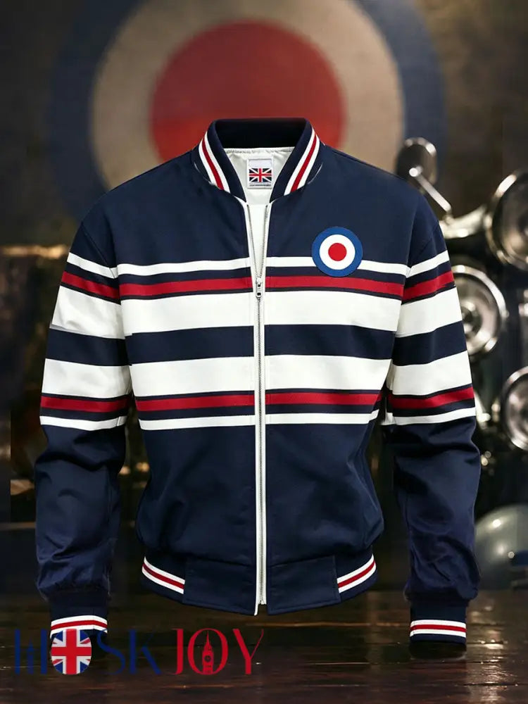 Men’s UK Mods Music Lover Printed Monkey Jacket - Deep Blue / S